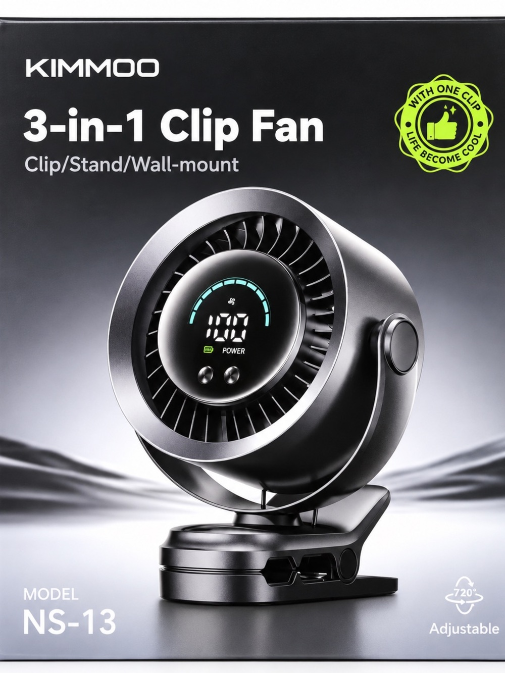 kimmoo zh28 rechargeable usb desk fan | 100-speed digital display